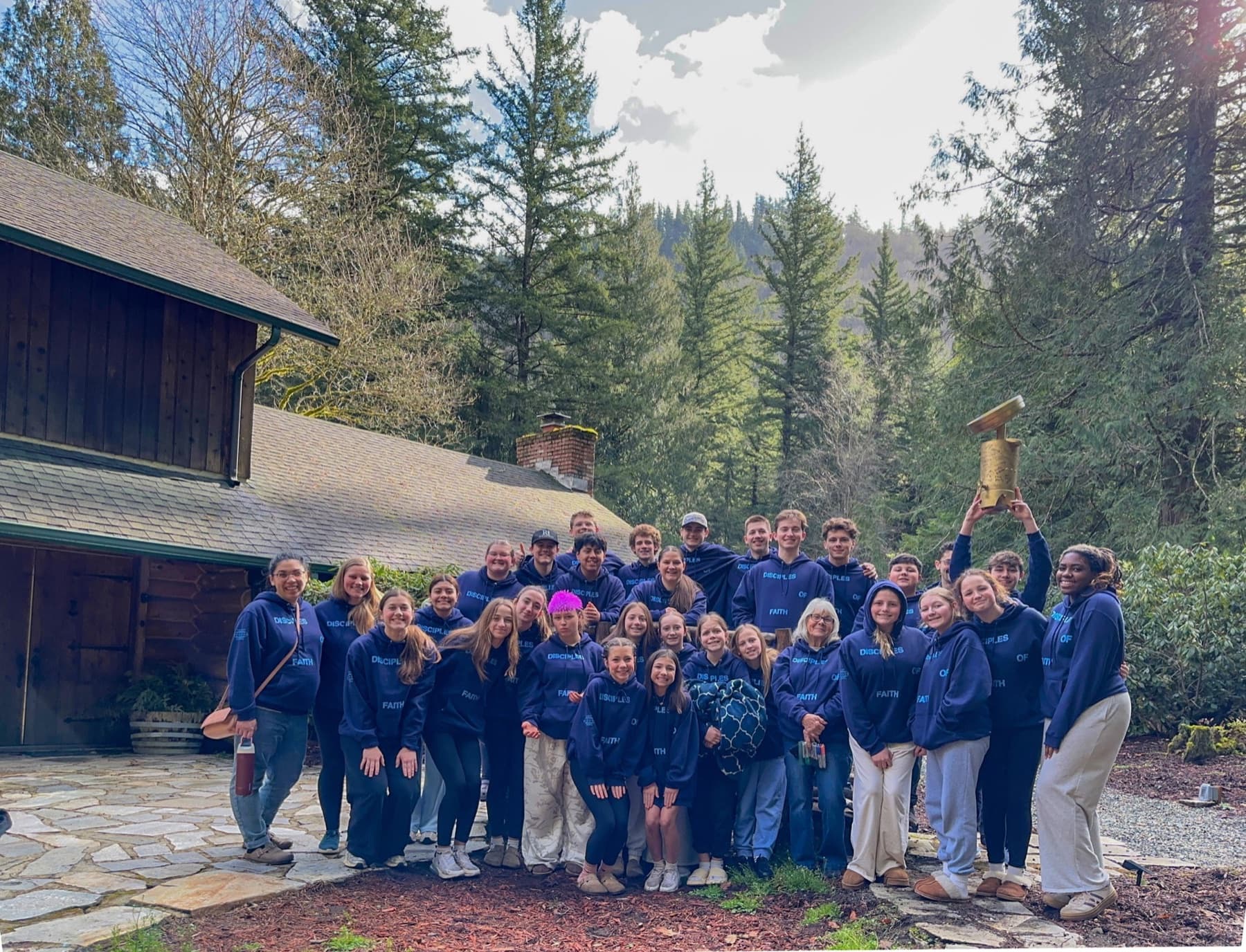 Red Mountain Retreat — group gathering on the deck
